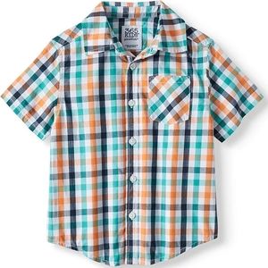 365 Kids Garanimals Boys Short Sleeve Button Down Shirt Plaid Sz 8 Medium